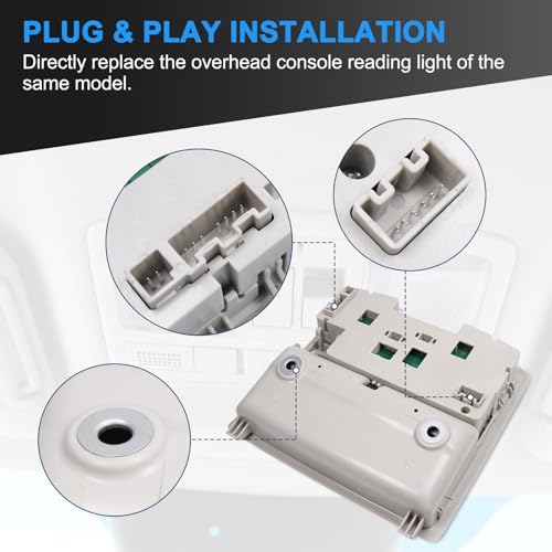 RALZAOTO Overhead Console Map Reading Light w/Sunroof Switch Compatible with Mazda 6 2009-2013, CX-9 2010-2015 Replace# GS4C-69-970D-30 TD77-69-970D-75 - Image 4