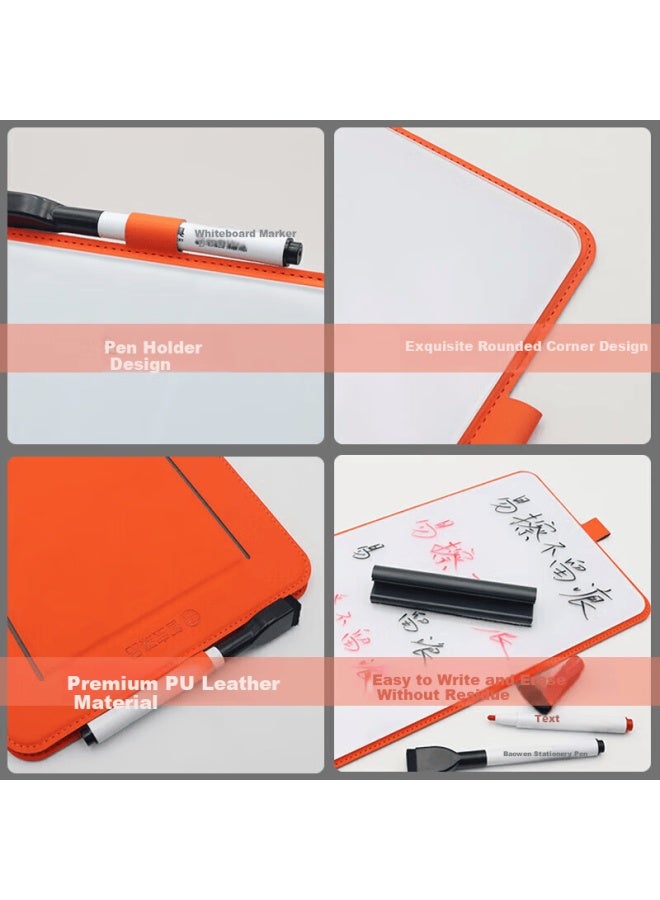 Zhibao Premium Desktop Glass Small Whiteboard Writing Board Stand Business Blackboard Home Teaching Office Meeting Magnetic Orange Large