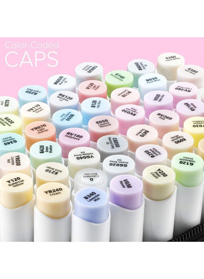 Ohuhu Pastel Markers Brush Tip - 48 Pastel Colors Double Tipped, Marker Set of Honolulu Sweetness for Artist Adults Coloring Sketching Illustration- Brush & Chisel- Alcohol-based Refillable Ink - Image 4