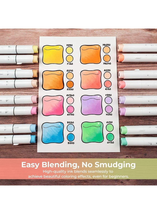 Ohuhu Pastel Markers Brush Tip - 48 Pastel Colors Double Tipped, Marker Set of Honolulu Sweetness for Artist Adults Coloring Sketching Illustration- Brush & Chisel- Alcohol-based Refillable Ink - Image 5