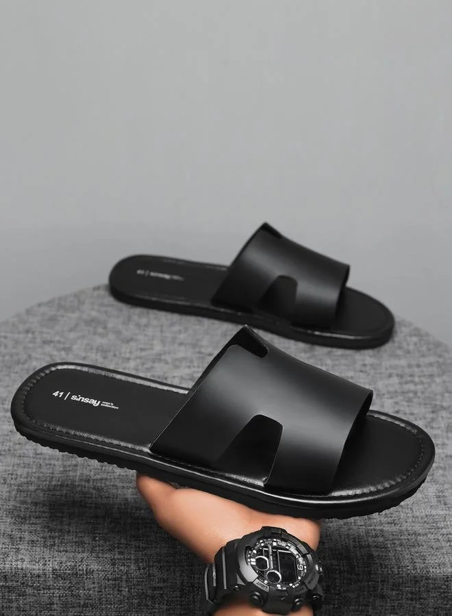 Take Two Men Black Slip-On Flip-Flops