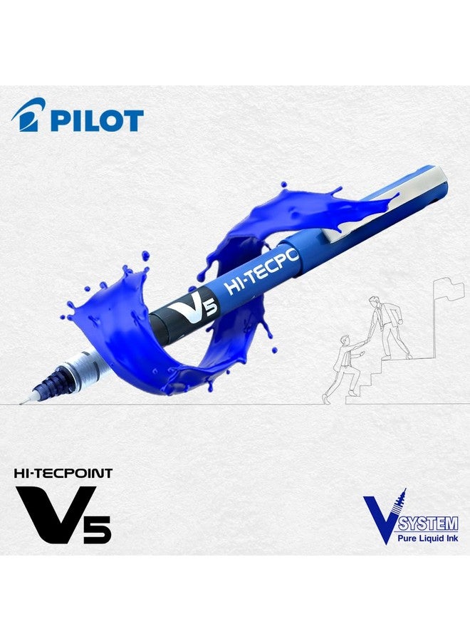 Pilot Hi-Tecpoint V5 0.5mm Extra Fine Point Pure Liquid Ink Roller Ball Pen | Pack Of 3 (1 Blue + 1 Black + 1 Red) - Image 4