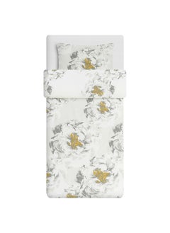 IKEA FRAKTA Duvet cover and pillowcase - white yellow/flower - 150x200/50x80 cm  - Image 1