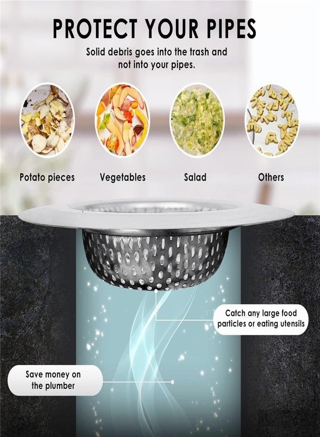 KitchenFest® High Durability Rustproof Stainless Steel Sink Strainer with Handle Kitchen Drain Basin Basket Stopper Drainer Food Waste Blockage Filter Jali, Double Edging Corners, 11 cm, 1 Piece - Image 3