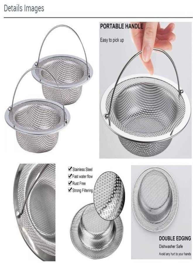 KitchenFest® High Durability Rustproof Stainless Steel Sink Strainer with Handle Kitchen Drain Basin Basket Stopper Drainer Food Waste Blockage Filter Jali, Double Edging Corners, 11 cm, 1 Piece - Image 4