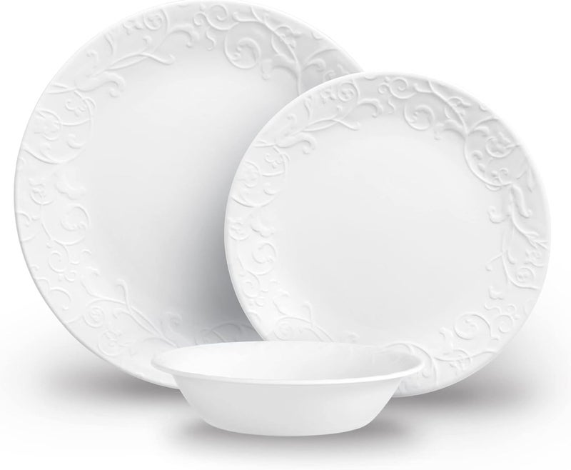 Corelle Vitrelle Glass Dinnerware, 12pc Set, New York White - Image 1