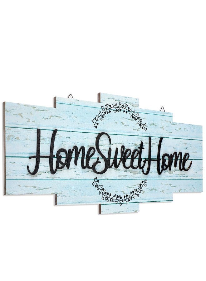 Jetec Home Sweet Home Sign, Rustic Wood Room Wall Decor, Farmhouse Plaque Wall Hanging Wooden Sign for Bedroom, Living Room, Wedding Decor(Blue) - Image 1
