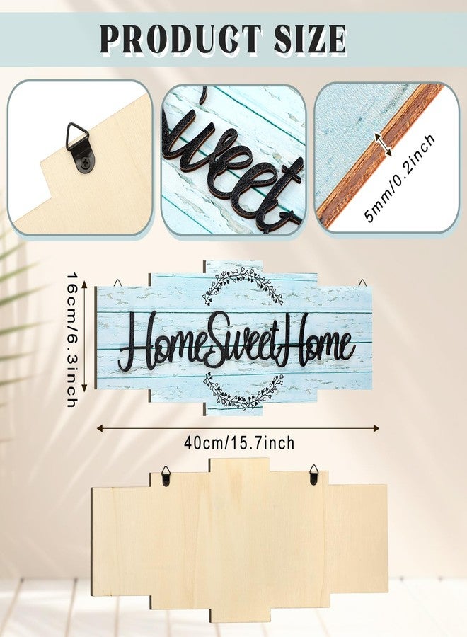 Jetec Home Sweet Home Sign, Rustic Wood Room Wall Decor, Farmhouse Plaque Wall Hanging Wooden Sign for Bedroom, Living Room, Wedding Decor(Blue) - Image 2