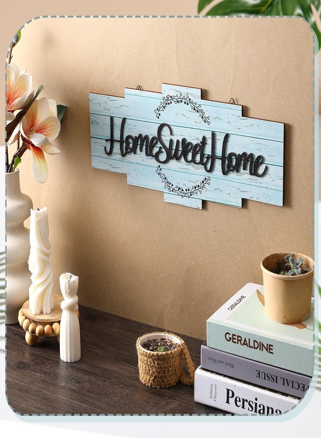 Jetec Home Sweet Home Sign, Rustic Wood Room Wall Decor, Farmhouse Plaque Wall Hanging Wooden Sign for Bedroom, Living Room, Wedding Decor(Blue) - Image 3