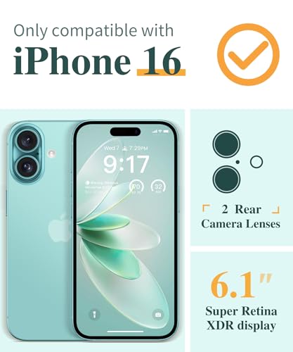 GVIEWIN for iPhone 16 Case, with Screen Protector & Camera Lens Protector, Floral Shockproof Protective Bumper Slim Soft Clear Phone Cover for Women 2024 6.1" (Aquilegia/White) - Image 2