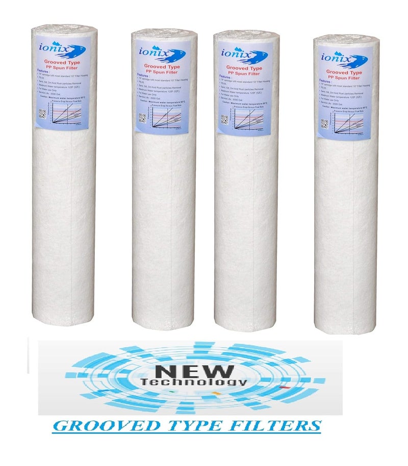IONIX Grooved Type Spun Filter 10 inch 5 Micron Higher Shelf Life Ultra Filteration Technology Compatible with All Standard Size 10 inch pre Filters - Image 1