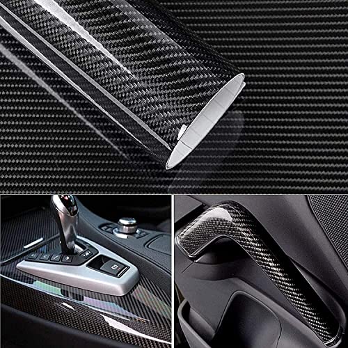 Arespark 6D Black Carbon Fiber Vinyl Wrap Gloss Black Self Adhesive Car Vinyl Film Roll with Air Release Technology Auto Accessories DIY Interior Exterior Stickers 1x10ft - Image 1