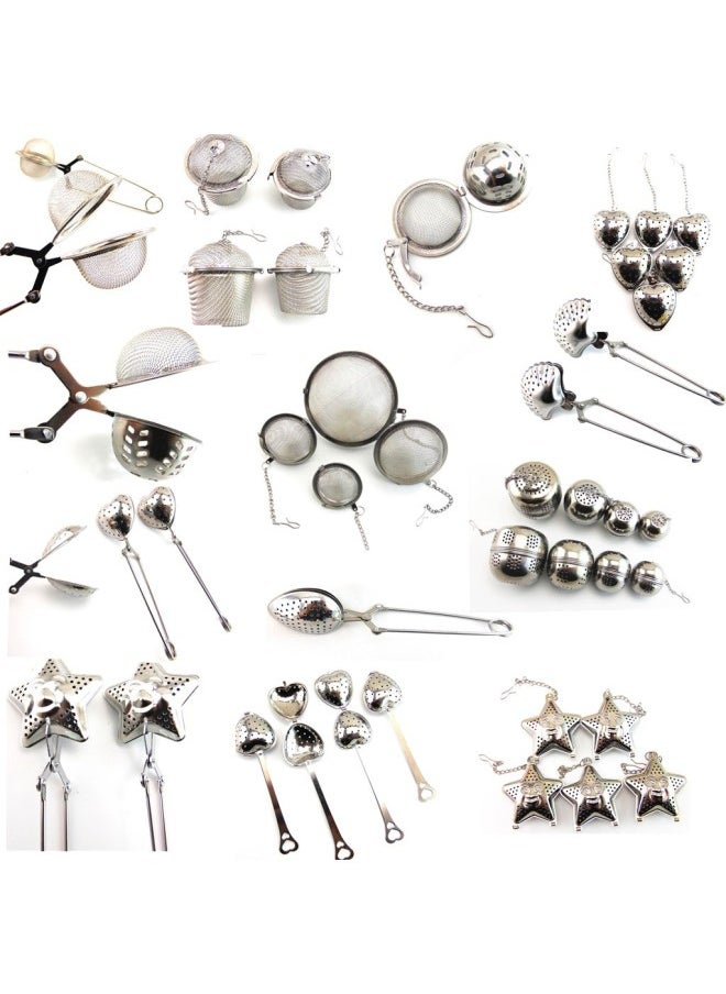 Generic - Stainless Steel Heart-shaped Tea Ball Strainer Five-star Tea Leach Bag Kitchen Utensils Infuser Clip-Color:4.5cm Mesh Tea Ball 304 Material - Image 1