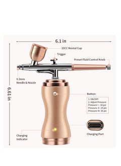 KASTWAVE Airbrush Kit with Compressor Portable Cordless Air Brush Set for Painting Gravity Feed Dual Action Mini Rechargeable Handheld Airbrush  - Image 5