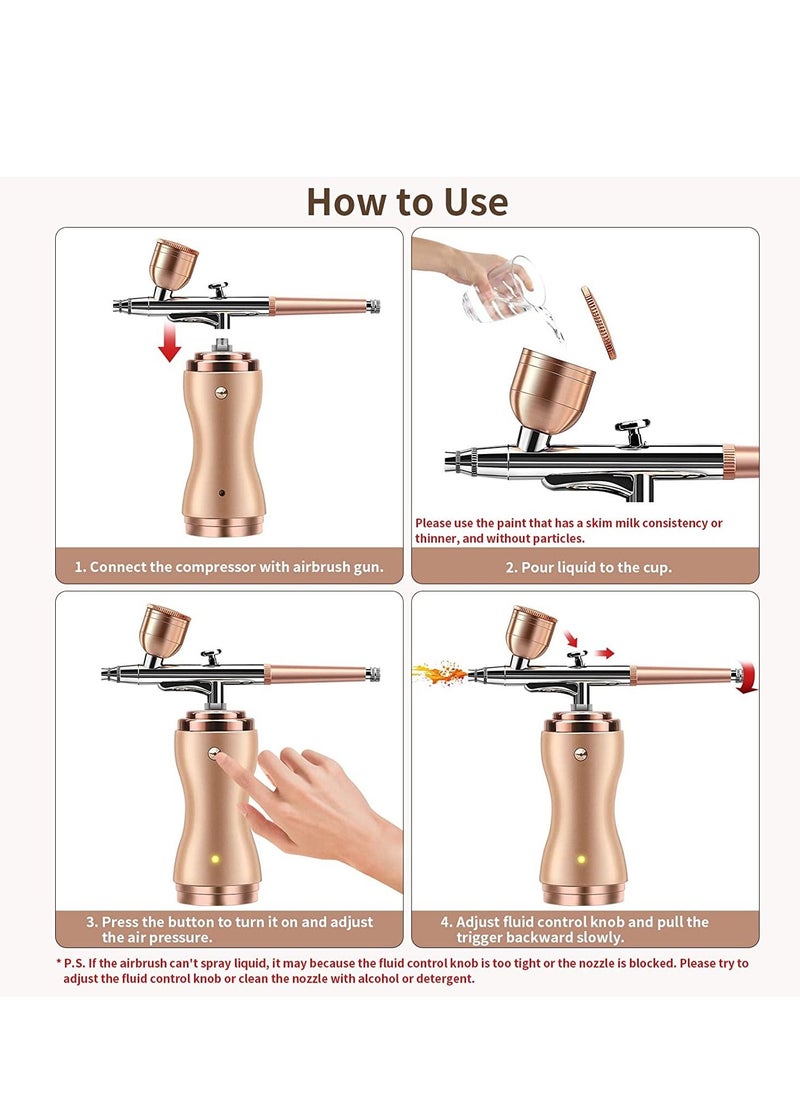 KASTWAVE - Airbrush Kit with Compressor Portable Cordless Air Brush Set for Painting Gravity Feed Dual Action Mini Rechargeable Handheld Airbrush - Image 1