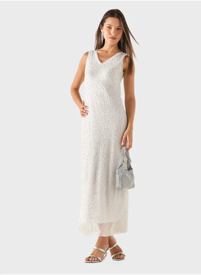 Iconic Embellished V- Neck Dress