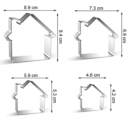 azflyife House Cookie Cutters Shapes Set - 4 Pieces Gingerbread House Real Estate Cookie Cutter Biscuit Mold for DIY Chirstmas Day Holiday Party Decorations - Stainless Steel Azflyife - Image 2