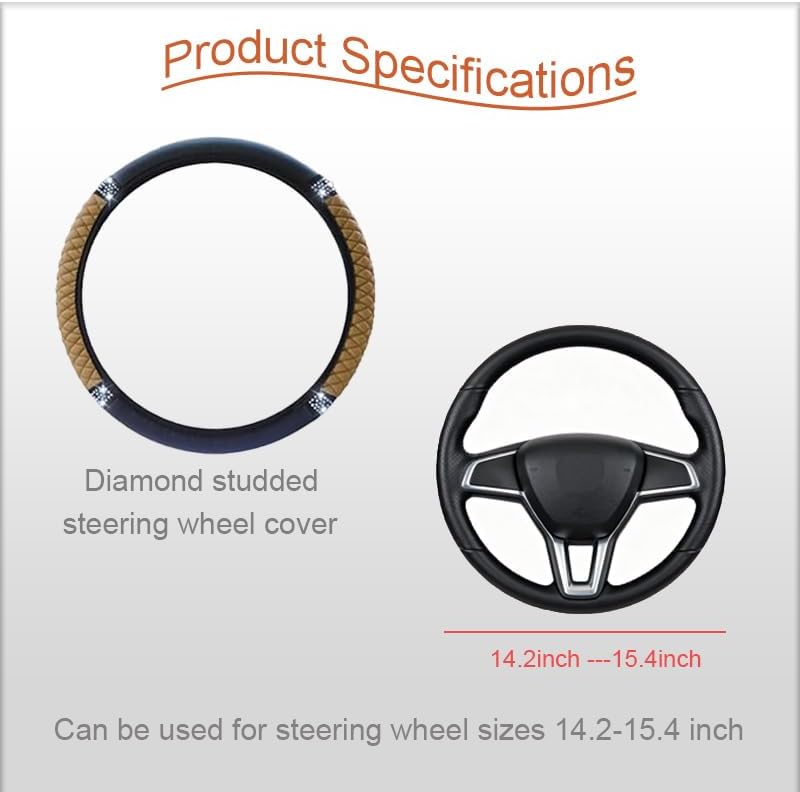 WLERIR Microfiber Leather Steering Wheel Cover with Anti-Slip Lining Universal Car Accessory for Steering Wheel with a Diameter of 14.5-15 inch (Black) - Image 1