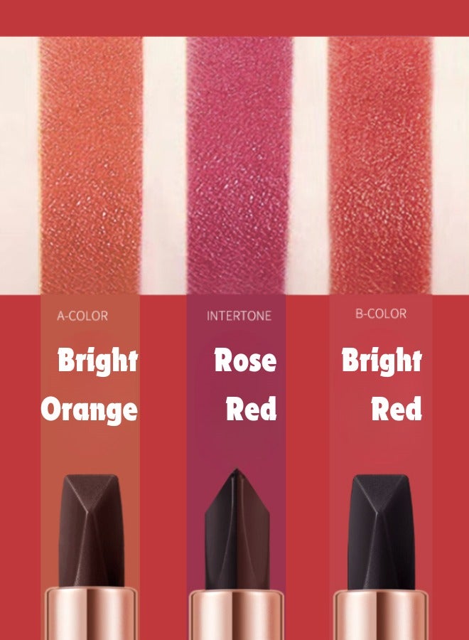 اوكيل مجموعة أحمر شفاه بثلاثة ألوان، يدوم طويلاً، غير لاصق، مقاوم للماء، أحمر لامع، برتقالي لامع، أحمر وردي - Image 5