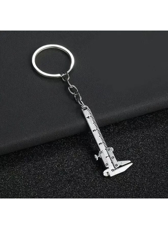 Vintage Mini Vernier Caliper Keychain White Portable Precision Measuring Tool - Image 1