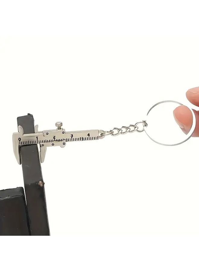 Vintage Mini Vernier Caliper Keychain White Portable Precision Measuring Tool - Image 2