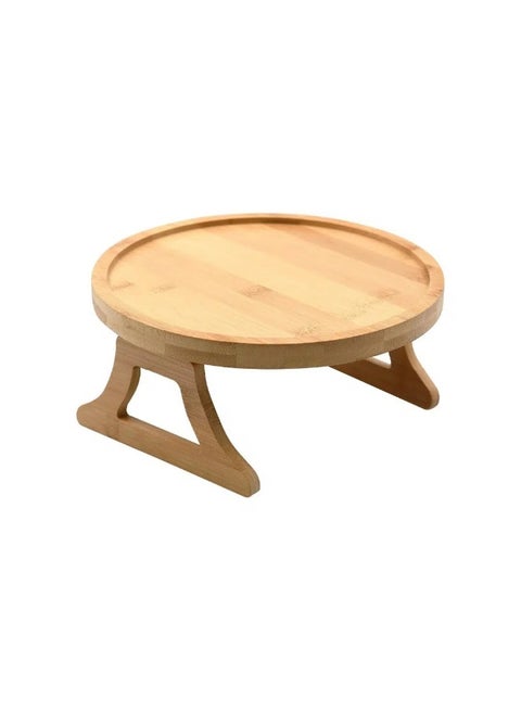 Bamboo Sofa Arm Tray Table Clip-On – Foldable Sofa Armrest Table, Wooden Couch Side Table, Space Saving Snack & Drink Holder