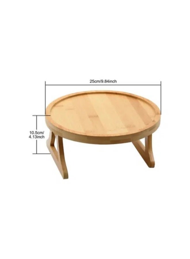 Bamboo Sofa Arm Tray Table Clip-On – Foldable Sofa Armrest Table, Wooden Couch Side Table, Space Saving Snack & Drink Holder - Image 2