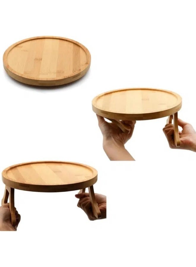 Bamboo Sofa Arm Tray Table Clip-On – Foldable Sofa Armrest Table, Wooden Couch Side Table, Space Saving Snack & Drink Holder - Image 3