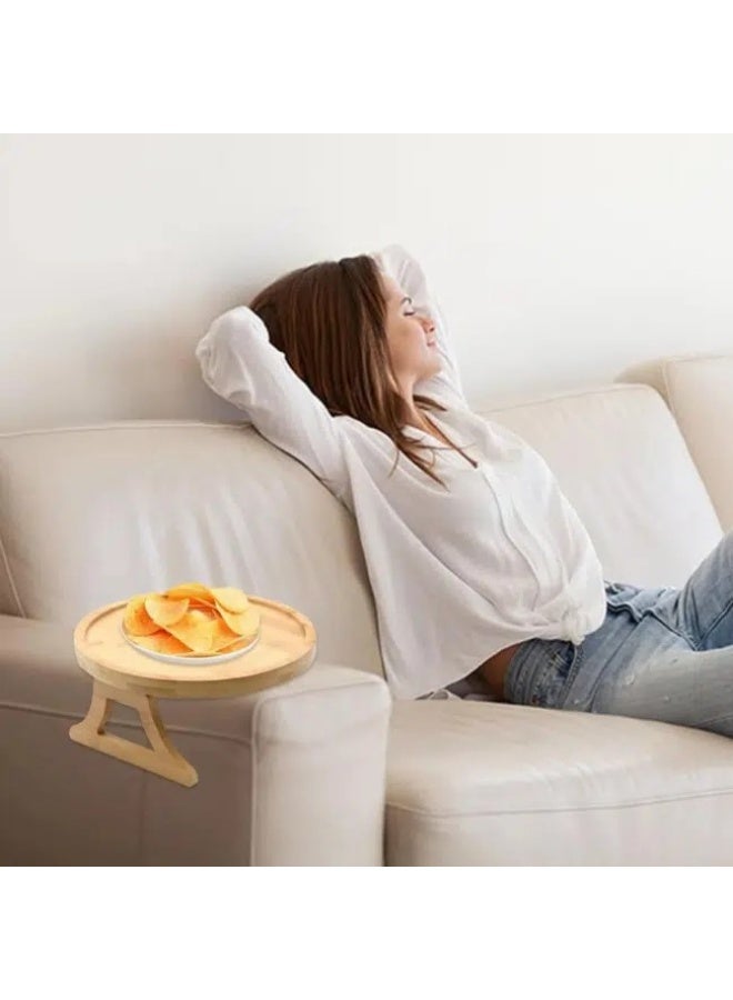 Bamboo Sofa Arm Tray Table Clip-On – Foldable Sofa Armrest Table, Wooden Couch Side Table, Space Saving Snack & Drink Holder - Image 4