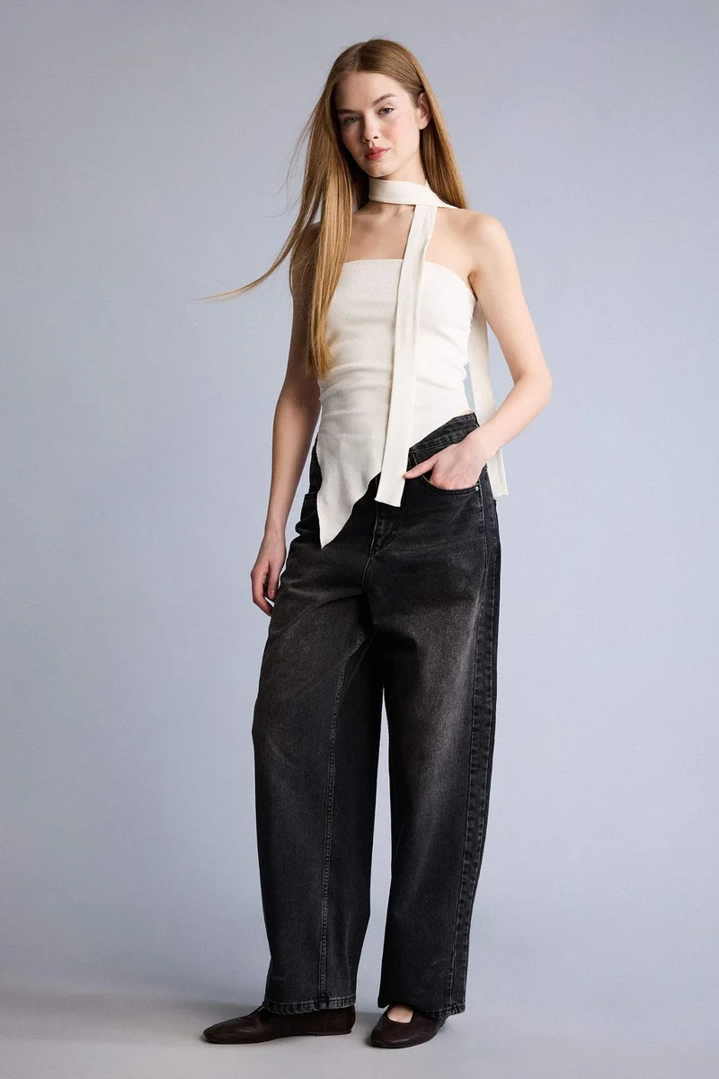 DeFacto Baggy Fit High Waist Long Jeans