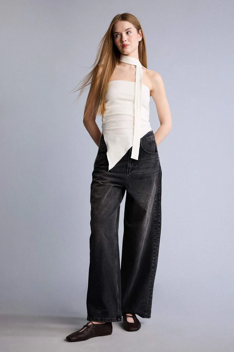 DeFacto Baggy Fit High Waist Long Jeans