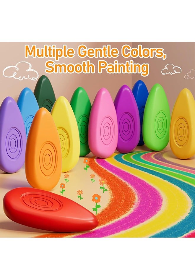 LCAREMOM 12 Count Drop Toddler Crayons, Non-toxic Washable Water-Drop Shape Crayons for Toddlers, Unbreakable Easy-Grip Colouring Crayons Perfect for Little Hands, for Toddler and Children Aged 3+, Coloring Crayons Box for School and Art Supplies  - Image 2