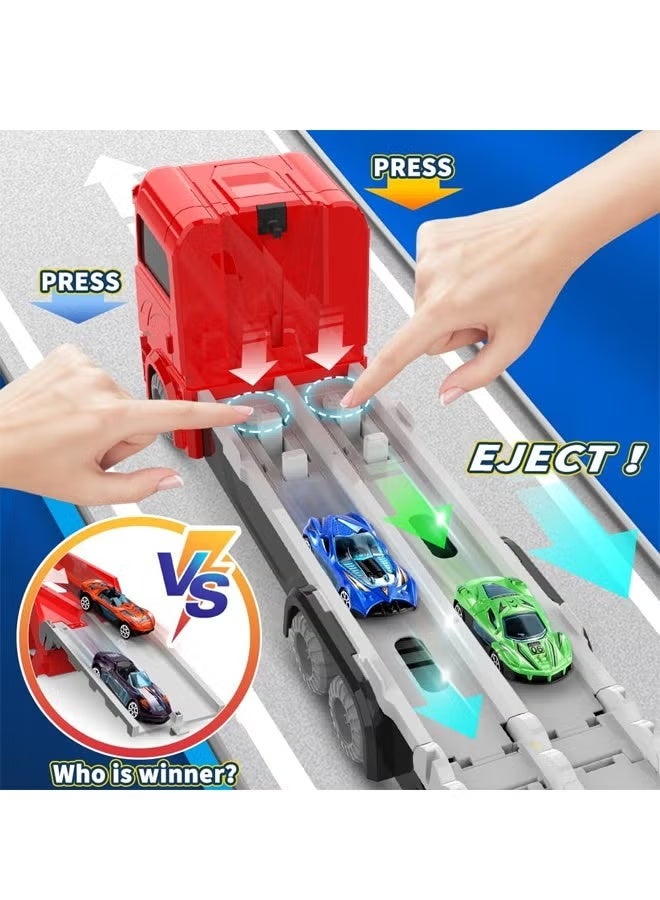 Toddler Toys Car Track Set for 3 4 5 6 Years Old Boys, Dinosaur Transporter Car Race Track with 6 Die-Cast Car Toys, Truck Toys Set Gifts for Age 3-12 Years Old Kids Boys Girls - Image 4