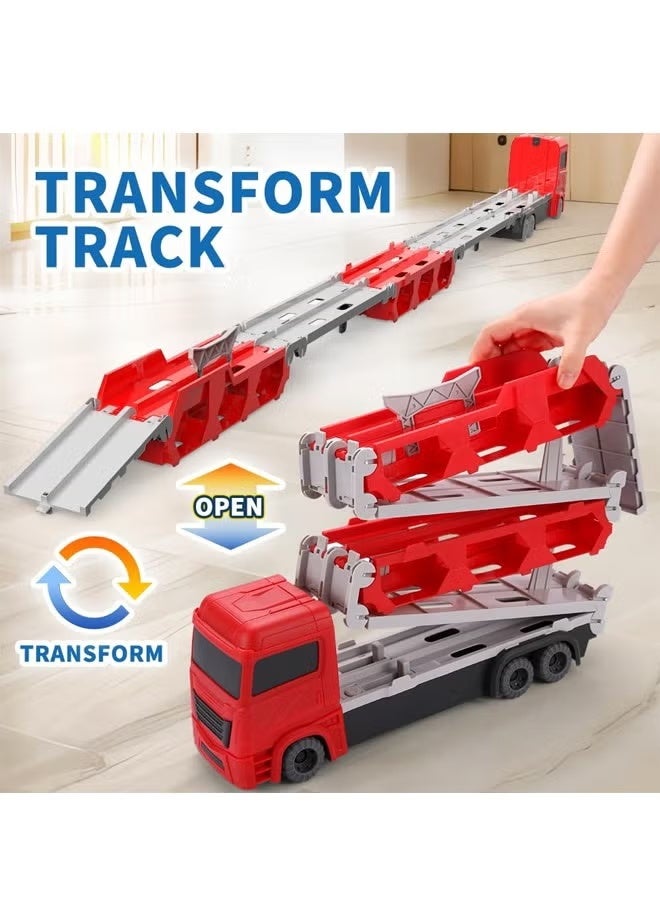 Toddler Toys Car Track Set for 3 4 5 6 Years Old Boys, Dinosaur Transporter Car Race Track with 6 Die-Cast Car Toys, Truck Toys Set Gifts for Age 3-12 Years Old Kids Boys Girls - Image 3