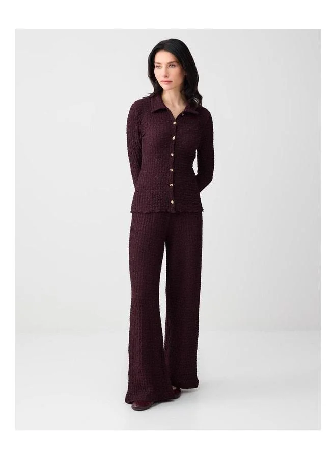 Jimmy Key Burgundy Slim Fit Textured Knit Shirt.
