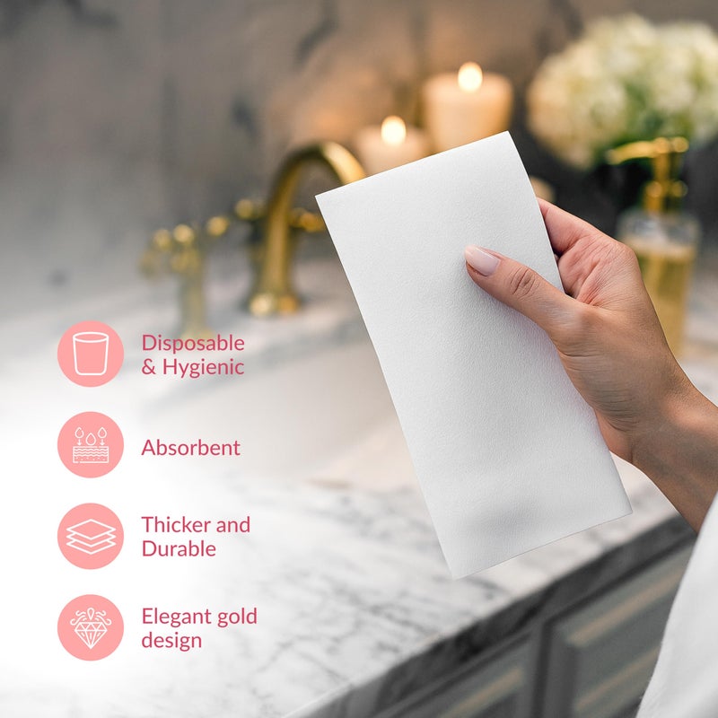 Prestee 100 Linen Feel Disposable Paper Towels - Hand Towels for Bathroom - Cloth-Like Napkins for Weddings, Events, and Dinners - Paper Napkins Ideal for Home, Office - White, 12 x 17 Inches - Image 5