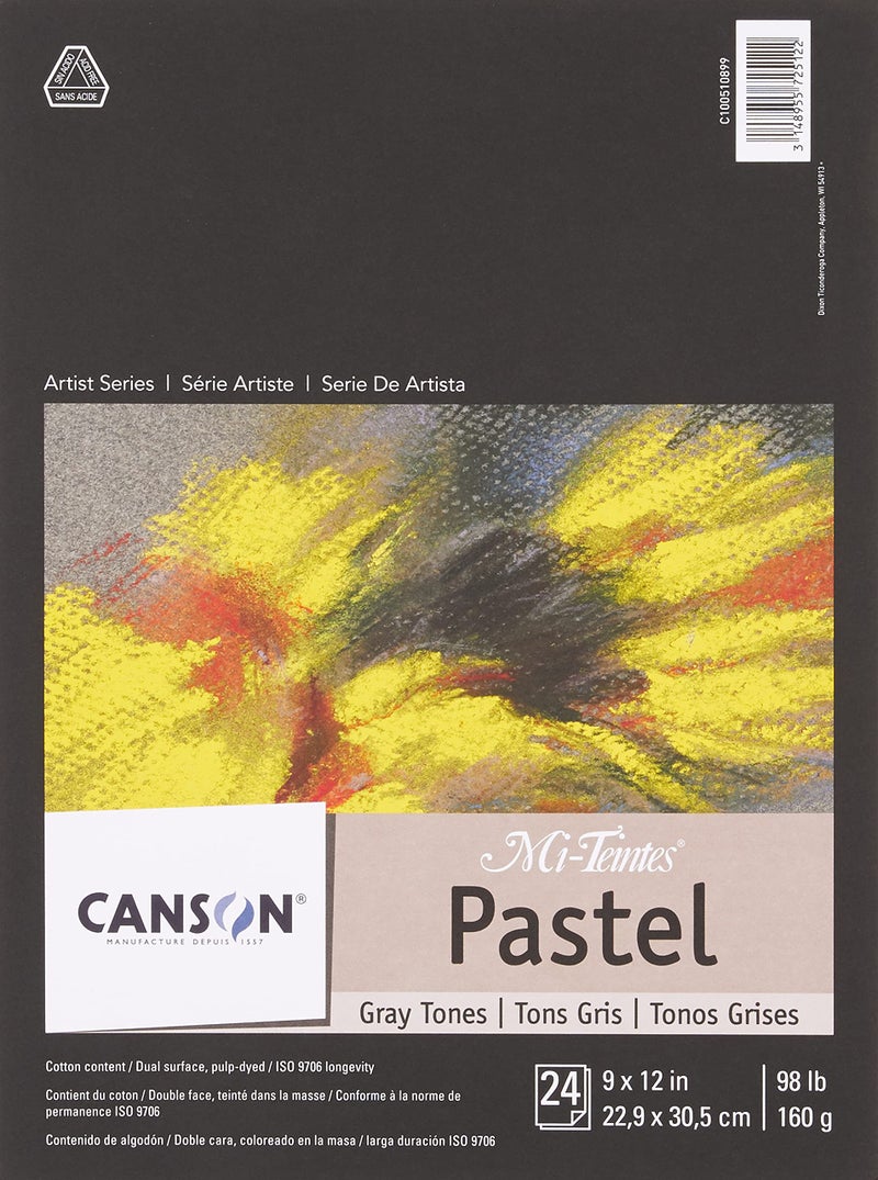 Canson Artist Series Mi-Teintes Pastel Paper, Gray Tones, Foldover Pad, 9x12 inches, 24 Sheets (98lb/160g) - Artist Paper for Adults and Students - Image 1