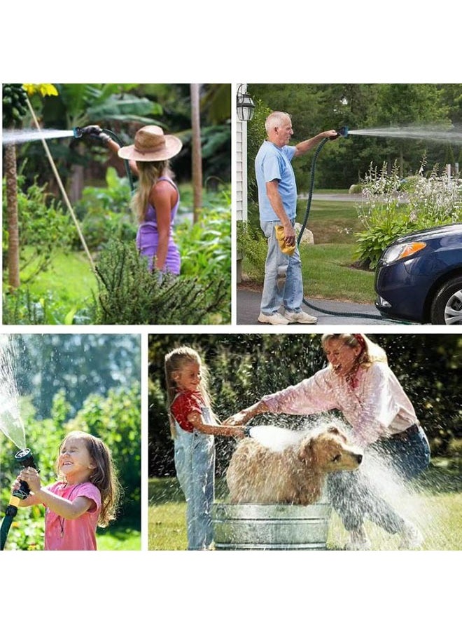 Water Hose with Reel, 15M Garden Watering Storage Car Pipe Set, Household High-Pressure Car Wash Water Gun，No Assembly,3-Ply Leakproof Hose Car Wash Holder