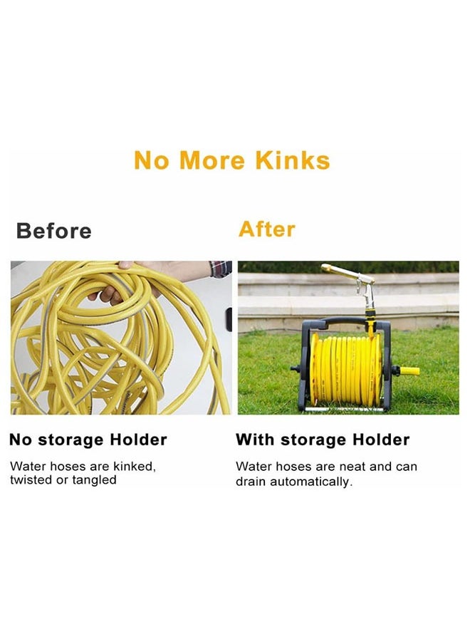 Water Hose with Reel, 15M Garden Watering Storage Car Pipe Set, Household High-Pressure Car Wash Water Gun，No Assembly,3-Ply Leakproof Hose Car Wash Holder
