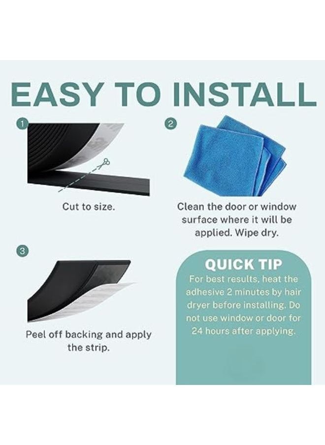 TEGRILO - Weather Stripping Door Seal Silicone Door Bottom Seal Soundproof Weather Stripping Anti-Collision Adhesive Solid Seal Strip for Doors and Windows Gaps - Image 1