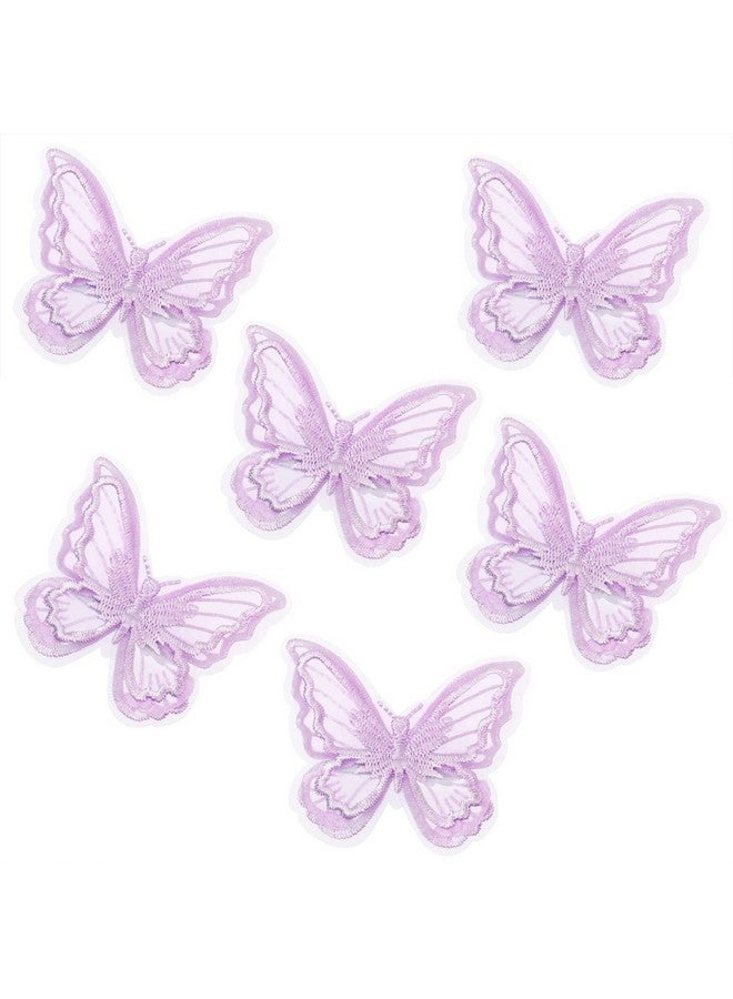 بنتا إنجل مشابك شعر على شكل فراشة من Penta Angel مكونة من 6 قطع من الدانتيل المطرز على شكل زهرة على شكل فراشة ودبابيس شعر لحفلات الزفاف للنساء وديكور حفلات الهالوين وعيد الميلاد (بنفسجي فاتح) - Image 1