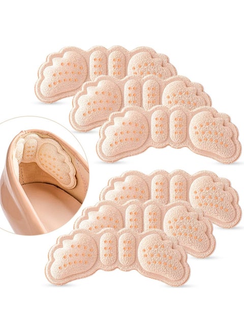 6 Pairs Heel Pads for Shoes, Heel Grips for Men and Women, Heel Cushions Shoe Filler for Heel Pain Relief, Blisters (Beige)
