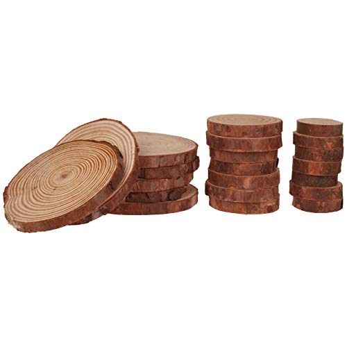 Tiberham Natural Wood Slices, Tiberham 21 Pcs 1.2-3.9 Inches Unfinished Wooden Circles Round Rustic Wood with Bark, Solid Log Discs Craft Wood Kit for Arts DIY Crafts Christmas Home Decorations - Image 2