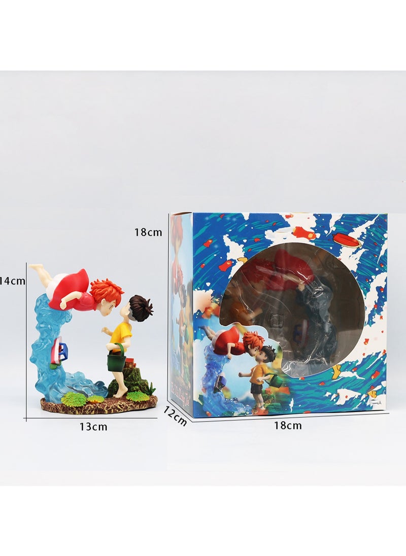 Anime Characters Ponyo Sosuke Series Model Figures Are Suitable For Desk Ornaments, Collectible, Statues And Gifts