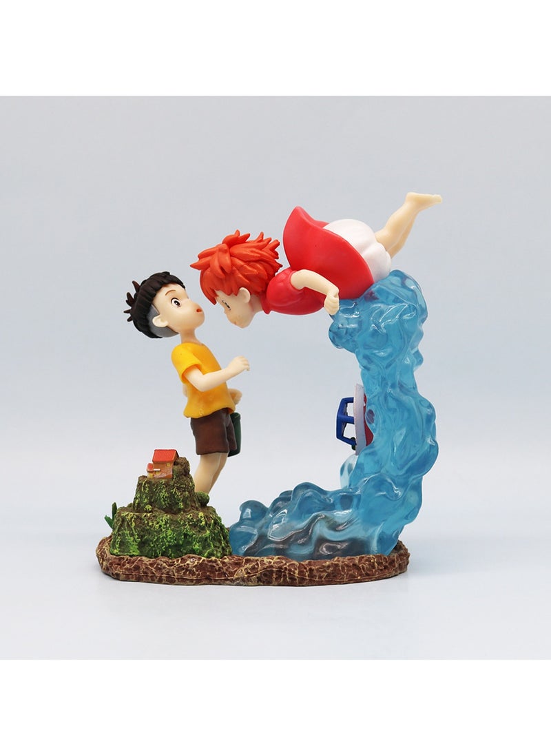 Anime Characters Ponyo Sosuke Series Model Figures Are Suitable For Desk Ornaments, Collectible, Statues And Gifts