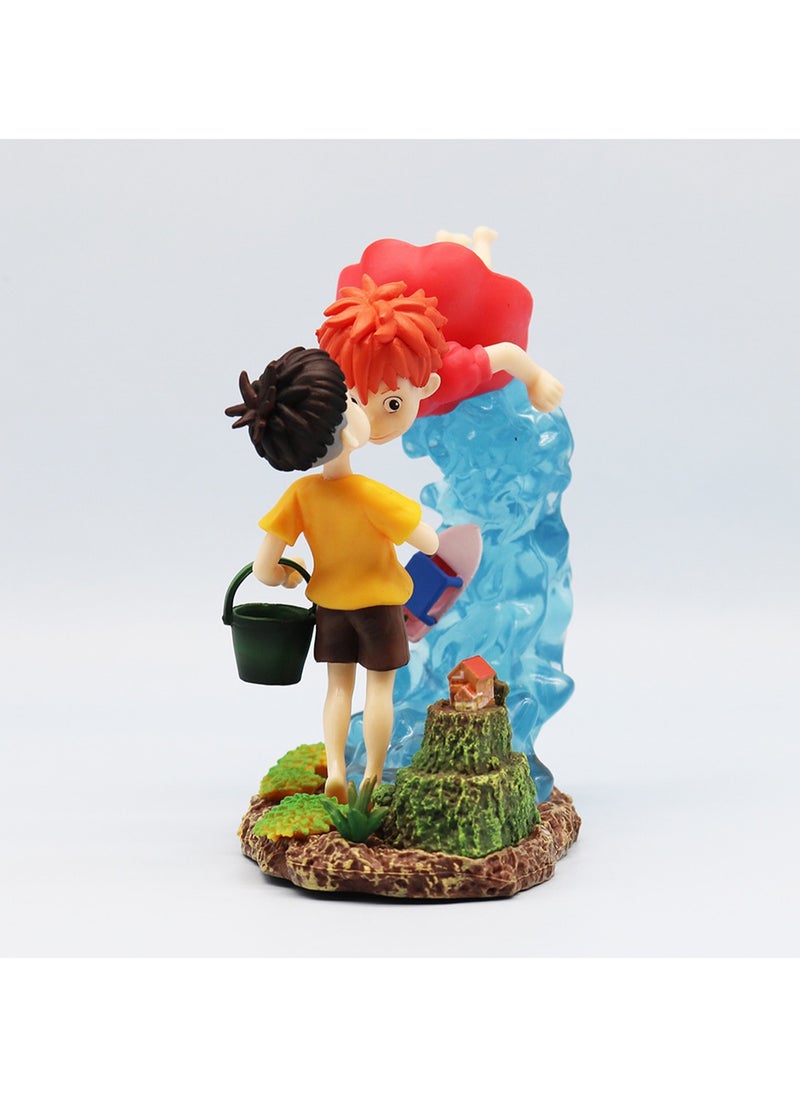 Anime Characters Ponyo Sosuke Series Model Figures Are Suitable For Desk Ornaments, Collectible, Statues And Gifts