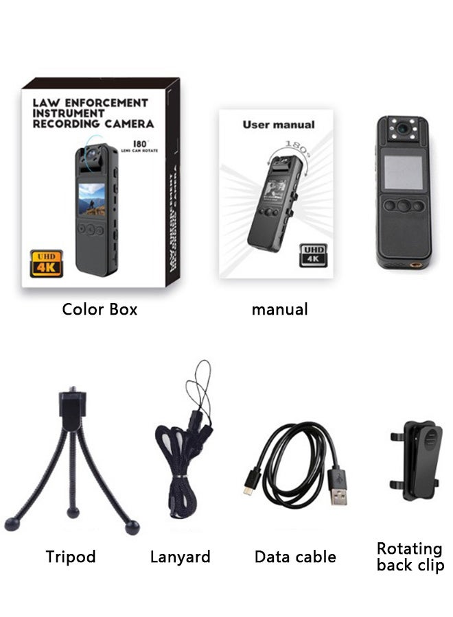Back Clip Body Cam, included 128GB Card, Body Camera with Rotate Lens, 6-hour Battery Life, Night Vision, 180° Clip, Bodycams with Bike Mount and Lanyard for Walking, Cycling, and Outdoor Adventures  - Image 5