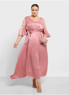 Ella Plus Sheer Sleeve A-Line Dress  - Image 4