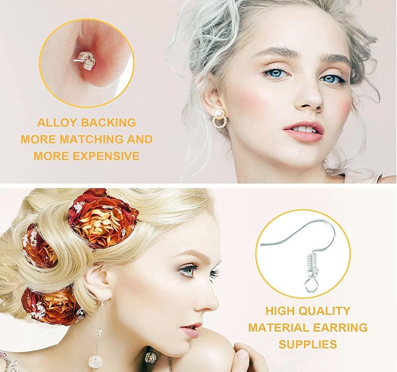 DIY Crafts DIY Crafts 900 Gram, Gold, Earring Making Kit Supplies Earring Hooks, Earring Post, Earring Backs, Jump Rings, Eye Pin Jewelry Pliers Tool for Earring Kit Earring (900 Gram, Gold)  - Image 4