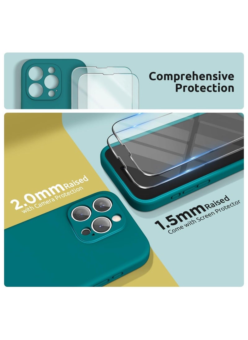 Raxoom Design for iPhone 15 Pro Max Case, Liquid Silicone [2 x Screen Protectors & 1 x Lanyard] Protection for Each Lens Shockproof Cover for iPhone 15 Pro Max 6.7 inch 2023, Teal Blue - Image 2